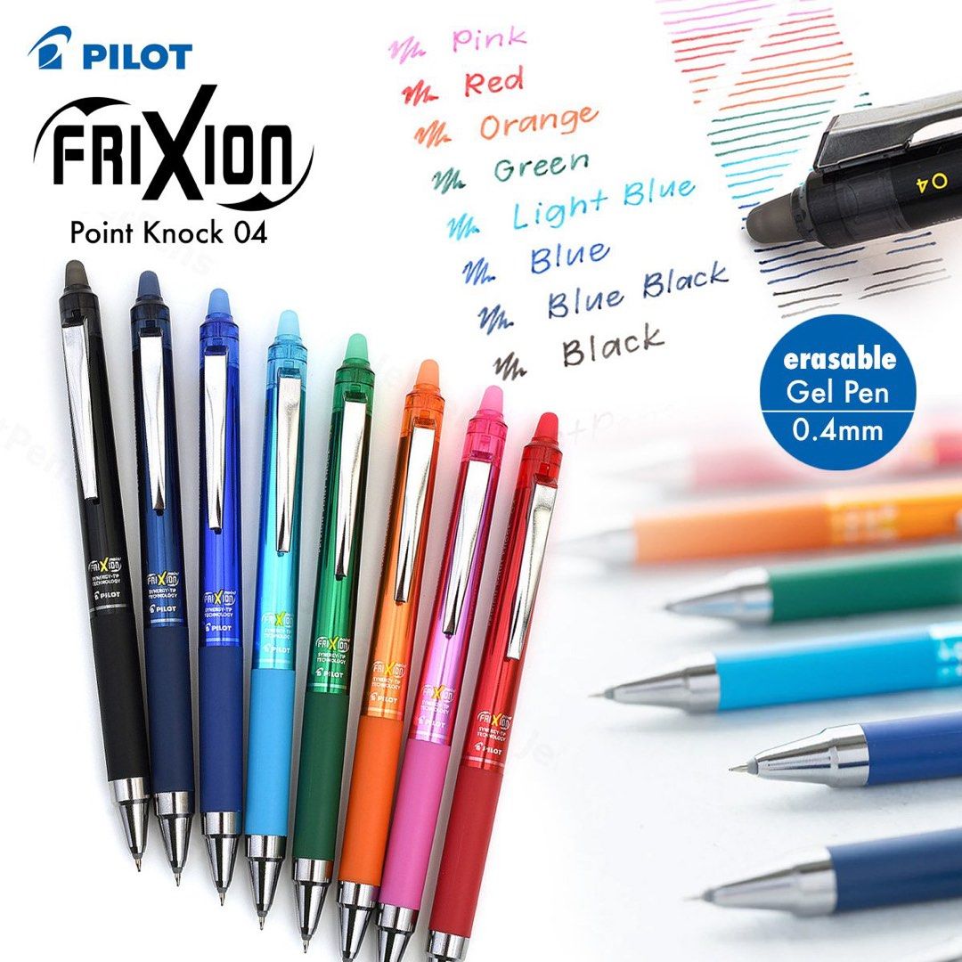 Pilot FriXion Point Knock 04 Gel Pen - 0.4 mm - 8 Color
