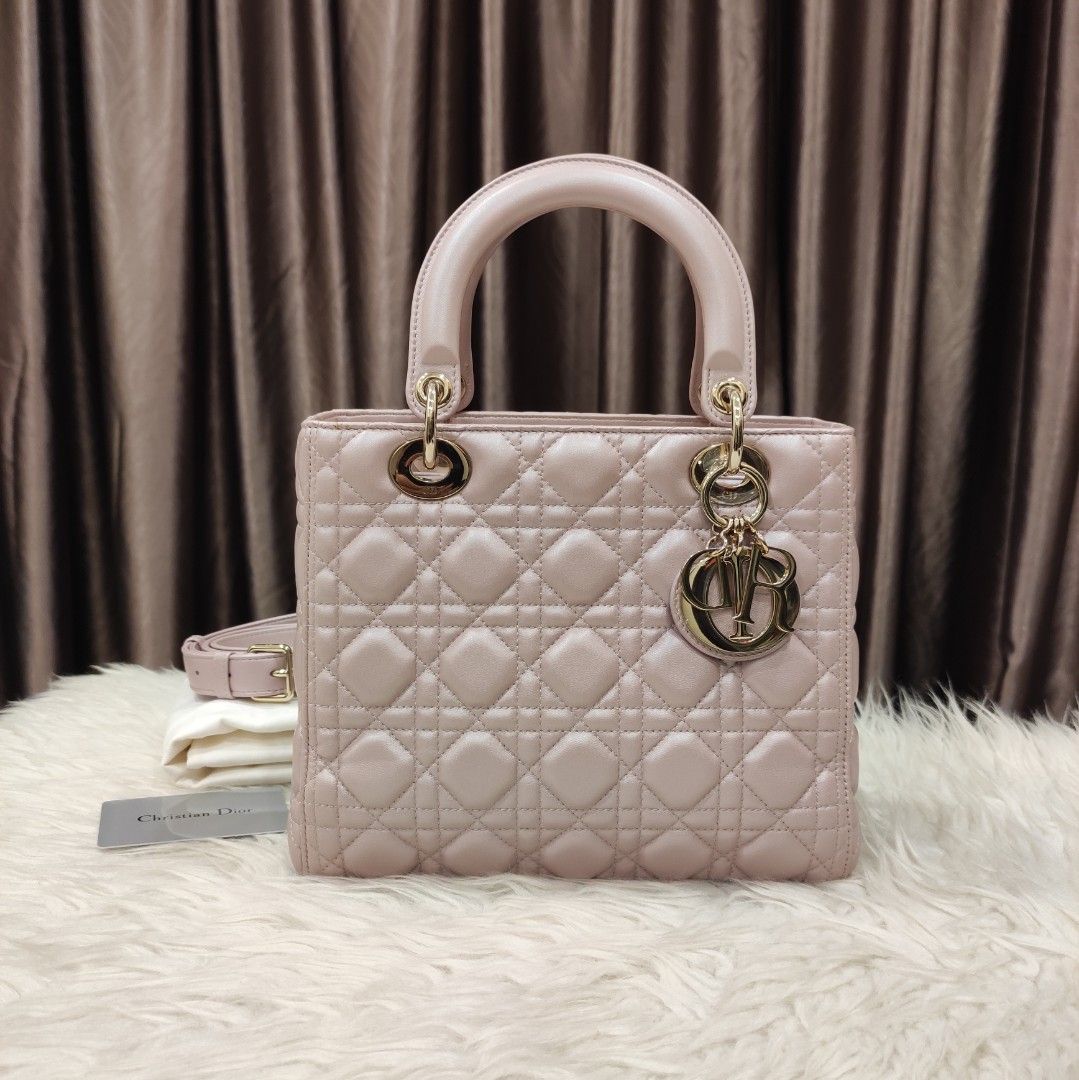 Preloved Dior Medium Lady Dior in Lotus Pink With Adjustable Leather Strap