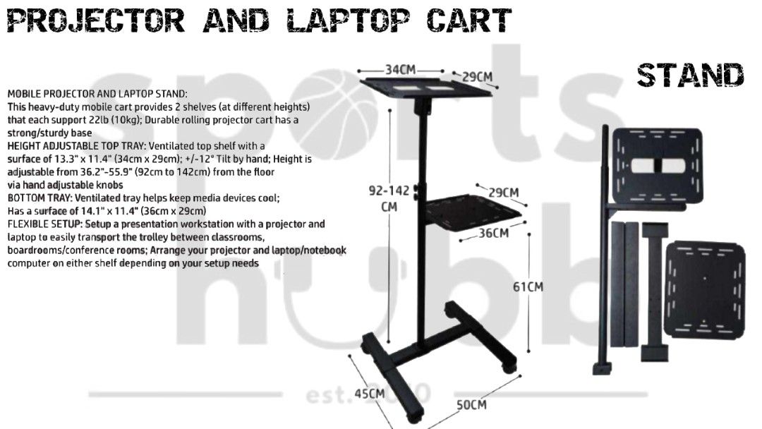 Projector and Laptop cart stand (Category: Office & Business Technology) located in Quezon City. Submitted by mike10sitaldas (Listing ID 1246304273, Image 1). Description: Projector and Laptop cart stand 4,000 Php all Brand new and Heavy duty! buy now :).