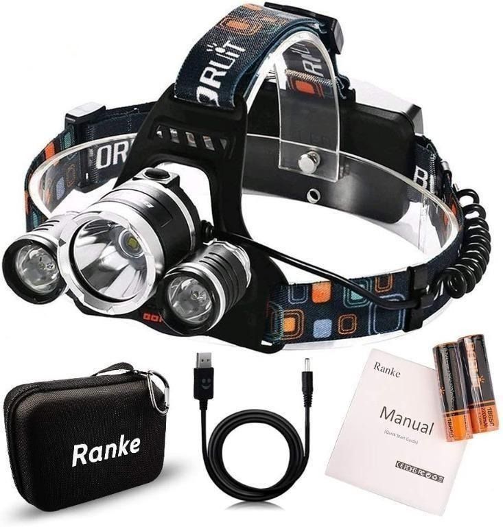 RANKE LED Head Lamp, 6000 Lumens Head Light 90 Degree with Lights Modes,  Waterproof, Sports Equipment, Hiking  Camping on Carousell