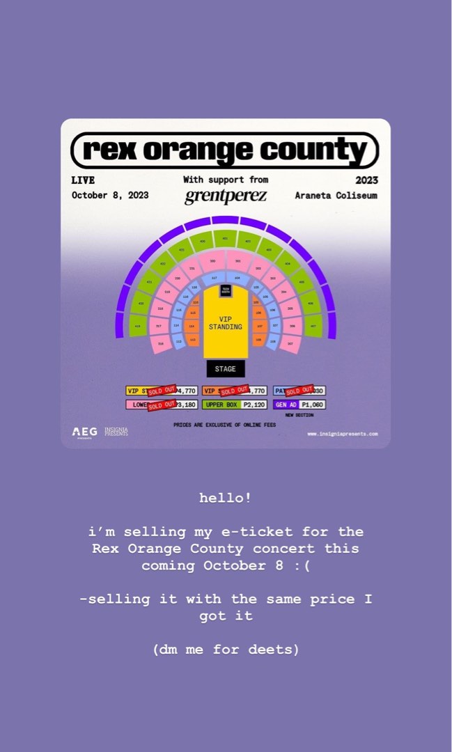REX ORANGE COUNTRY upper box ticket, Tickets & Vouchers, Event Tickets
