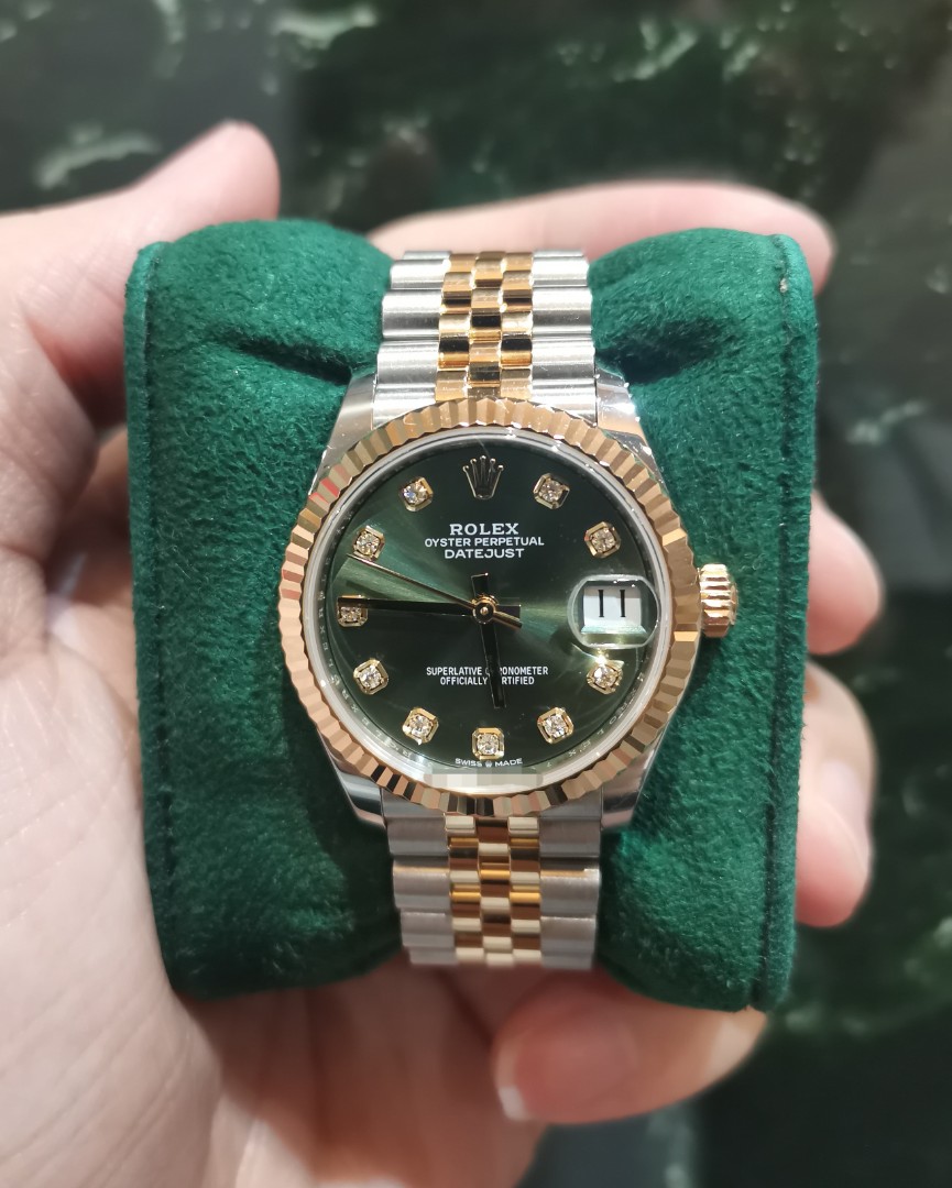 Rolex Datejust 31 18K Yellow Gold/Steel Green Diamond VI Ladies Watch '20 278273