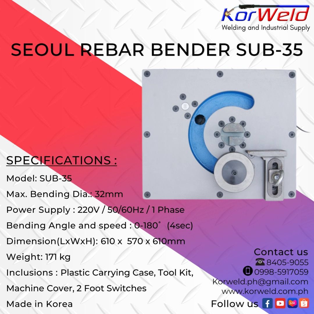 Seoul Rebar Bender SUB-35, Commercial & Industrial, Industrial ...