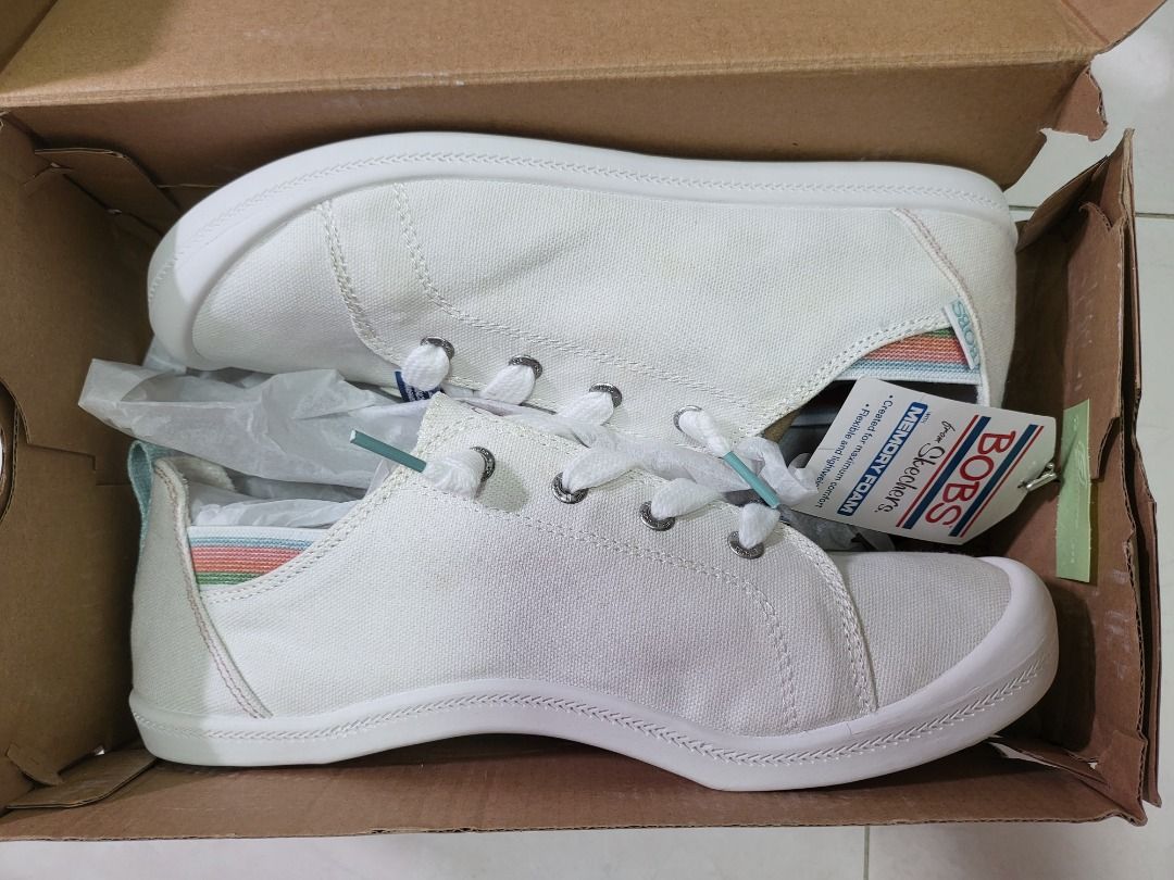 Skechers BOBS White Walking Shoes Sneakers Vegan Machine Washable Memory Foam Can Wear for Gym Running School SIZE US9 UK6 EUR39 BRA39 260mm