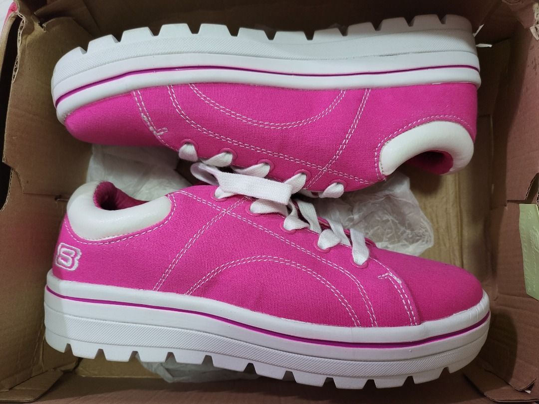Skechers Barbie Hot Pink Fuschia Walking Shoes Sneakers Flats Air Cooled Memory Foam Can Wear for Gym Running School SIZE US5 UK4 EUR37 BRA34