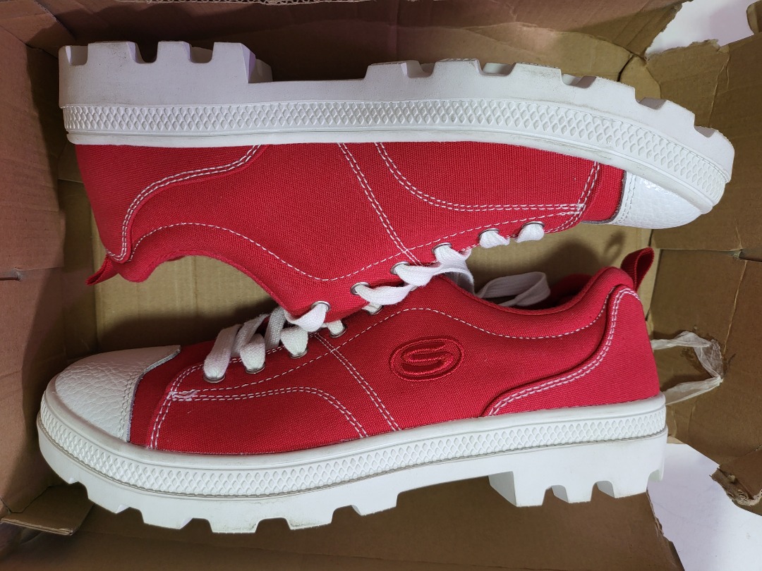 Red and best sale white skechers