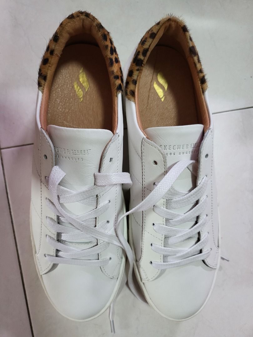 Skechers Street Los Angeles White Leopard Print Walking Shoes Sneakers Can Wear for Gym Running School SIZE US10 UK7 EUR40 BRA40 270mm 27cm