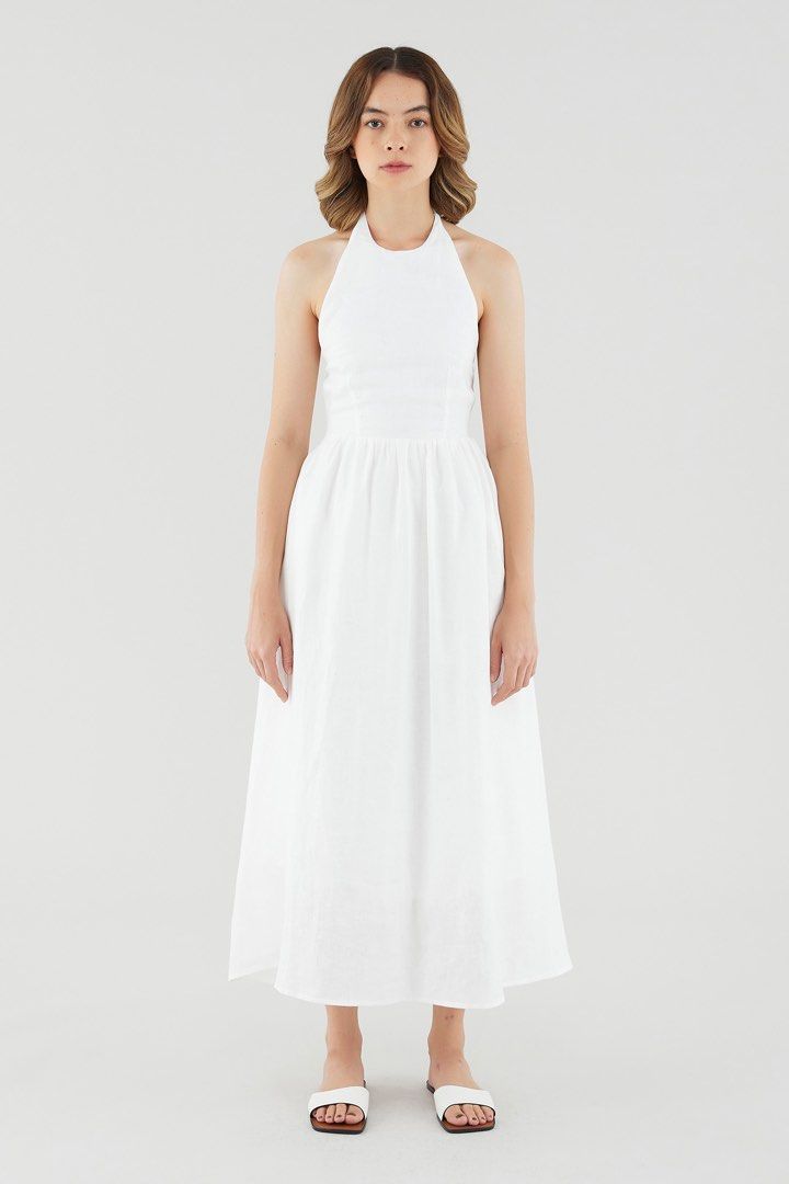 TEM Selinda Linen Halter Neck Dress Women s Fashion Dresses