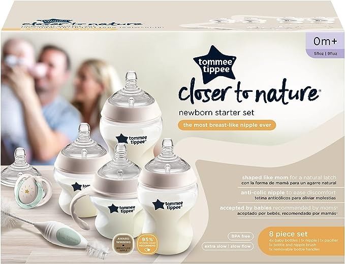 Tommee Tippee Closer to Nature Baby Bottle, Breast-like Nipple Extra Slow  Flow, 5 Ounce (3 Count)