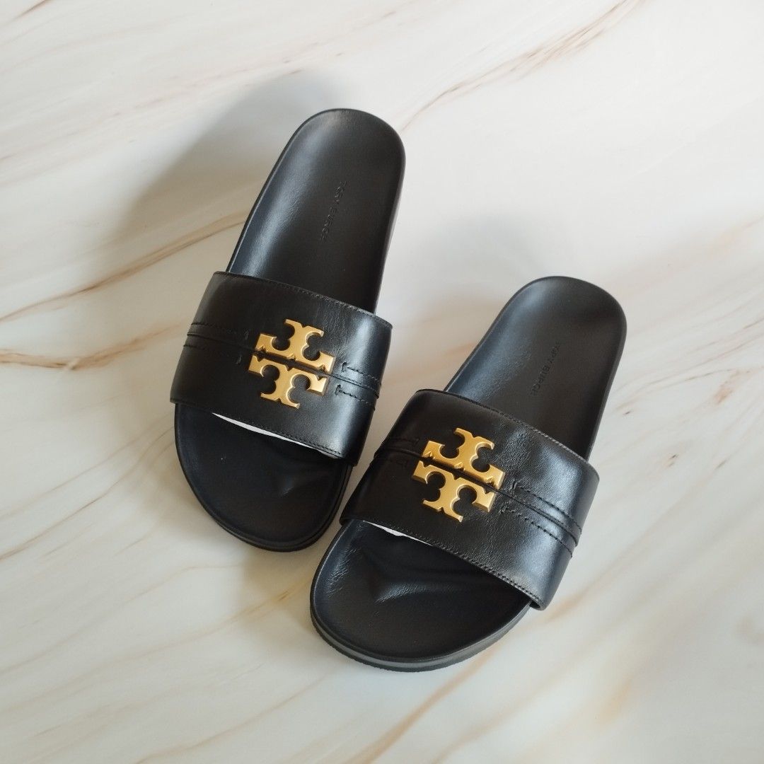 Tory Burch Everly Anatomic Cloud Slide Sandals Black on Carousell
