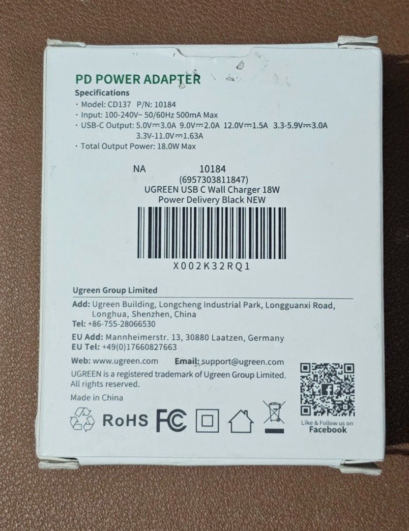Ugreen 10184 18W Black PD Fast Charging Power Adapter (Category: Chargers & Cables) located in Pasig City. Submitted by jennieshoppe (Listing ID 1246295288, Image 3). Description: .