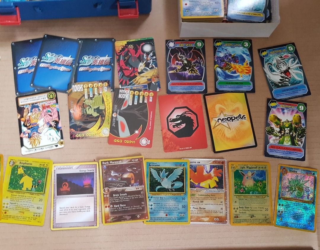 Various Card Games, Pokemon Digimon, Harry Potter, Neopets, Konami