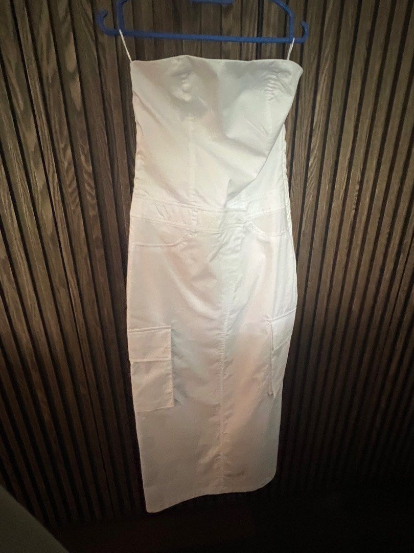 strapless white wedding dresses A-line Satin White Bridal Dress with Straight Strapless Neckline –  loveangeldress