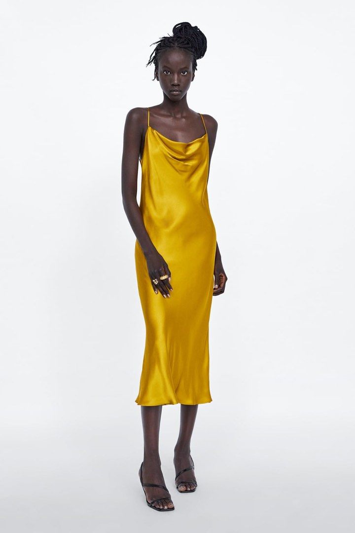 Zara gold slip dress outlet