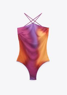 NEW Zara swimwear swimsuit bodysuit gradient tulle 