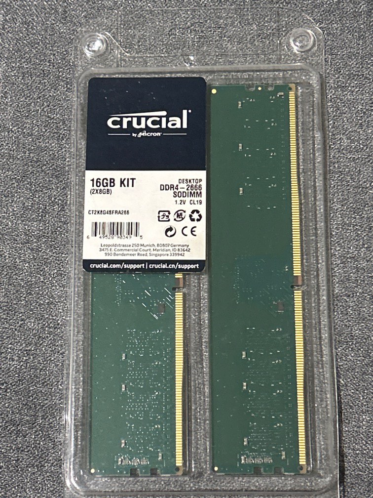 Crucial 16GB Kit (2 x 8GB) DDR4-2666 SODIMM | CT2K8G4SFRA266 