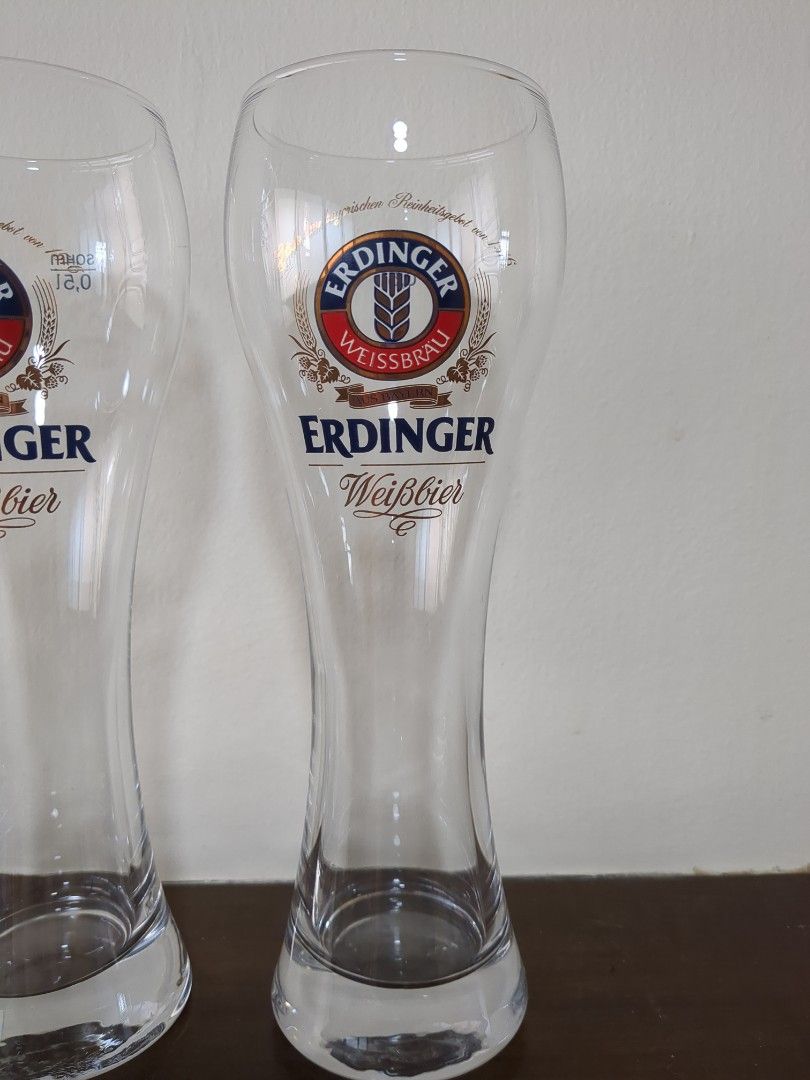 4 Erdinger Beer Glasses, Furniture & Home Living, Kitchenware