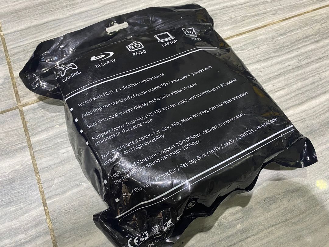 4K HDMI cable (10 meters) (Category: Cables & Adaptors) located in Pasig City. Submitted by decluttercat (Listing ID 1241136720, Image 2). Description: sealed and unopened. buyer will handle shipping fee 😊.