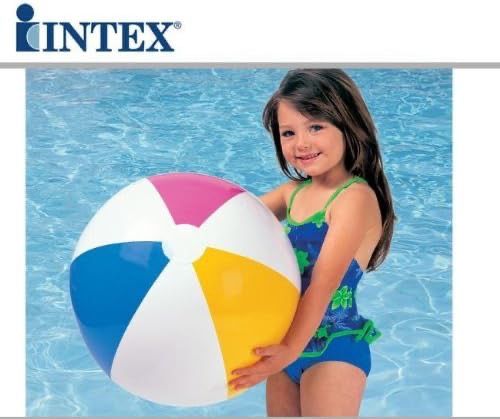 Lot of 2) Intex 20 Glossy Panel Inflatable Beach Ball White Blue Red  Yellow