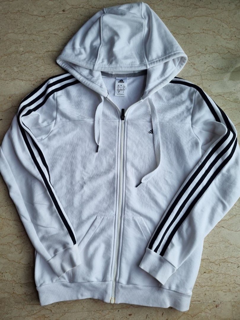 White Adidas 3 stripes hoodie