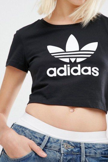 Adidas originals cheap trefoil crop hoodie