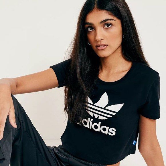 Adidas originals trefoil crop hoodie sale