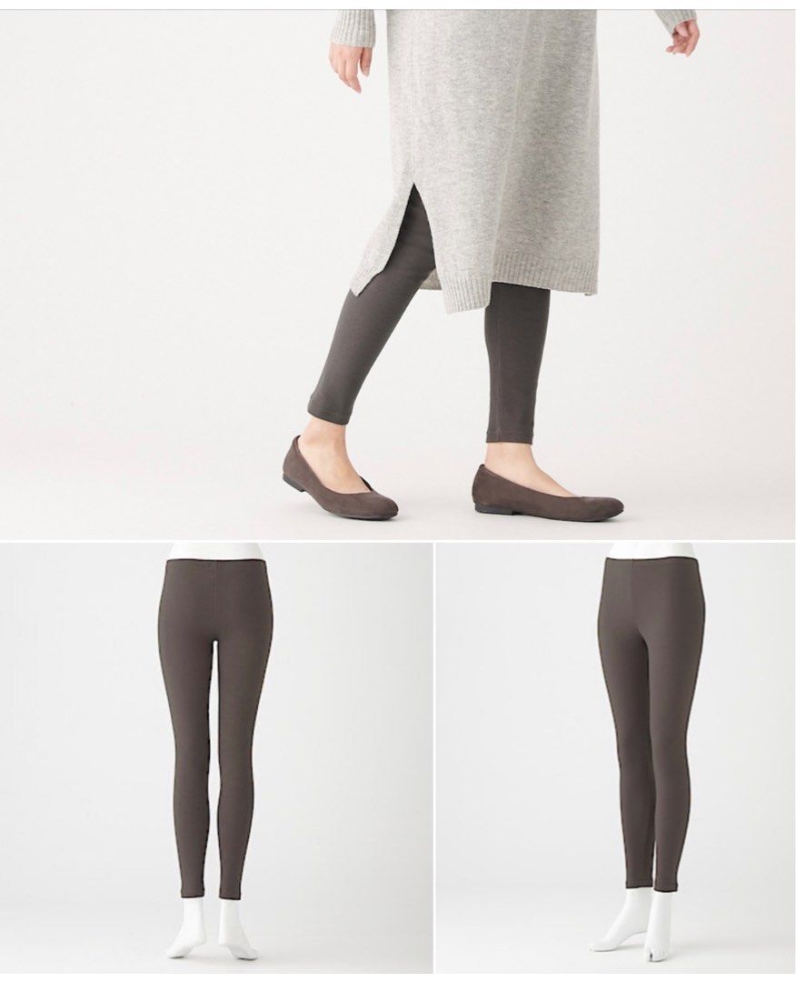 ANN3320: Muji women L To XL size stretch rib full length legging/ Muji  brown legging, Women's Fashion, Bottoms, Jeans & Leggings on Carousell