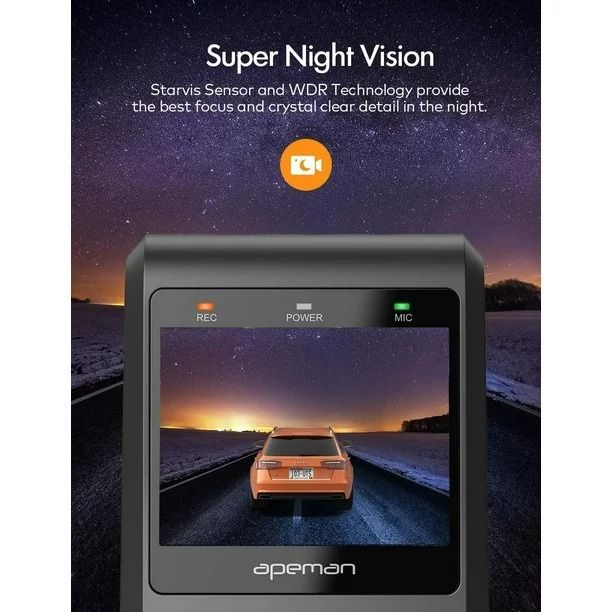 APEMAN 1080P Superior Night Vision with 8 IR Lights Dash Camera