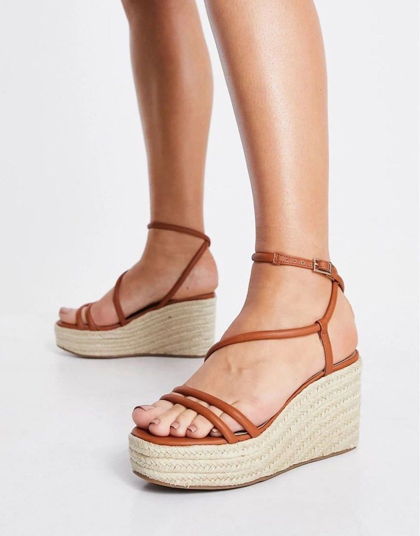 ASOS DESIGN Wide Fit Teegan knotted flatform sandals in beige | ASOS