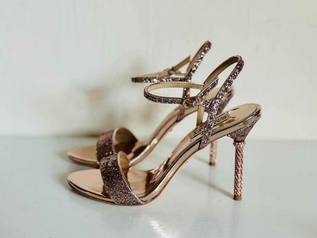 BADGLEY MISCHKA COLLECTION OLYMPIA EMBELLISHED HEELS SANDALS