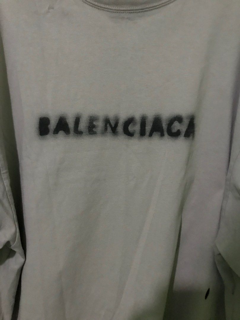 Balenciaga Blurred Logo Distressed T-shirt in Gray for Men