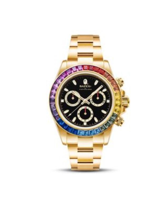 Bape Bapex Rainbow Crystal Stone Gold Men s Fashion Watches