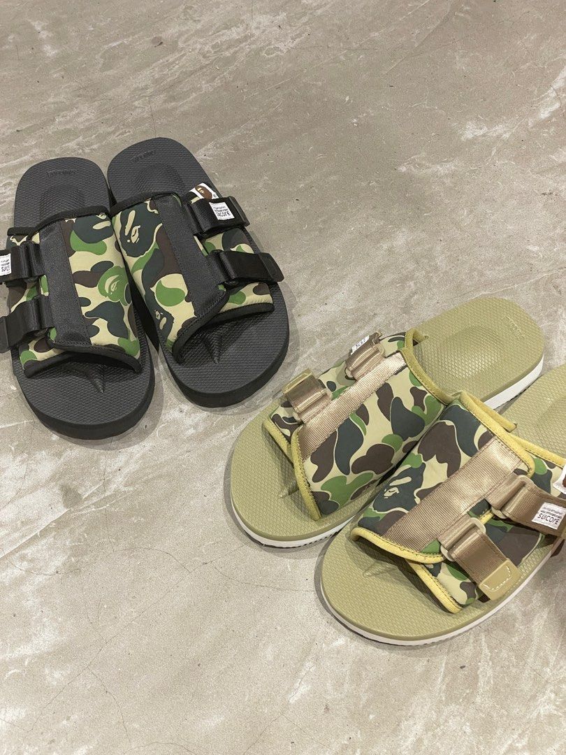 Bape x suicoke camo sliders Eur 41 us8, 男裝, 鞋, 拖鞋- Carousell