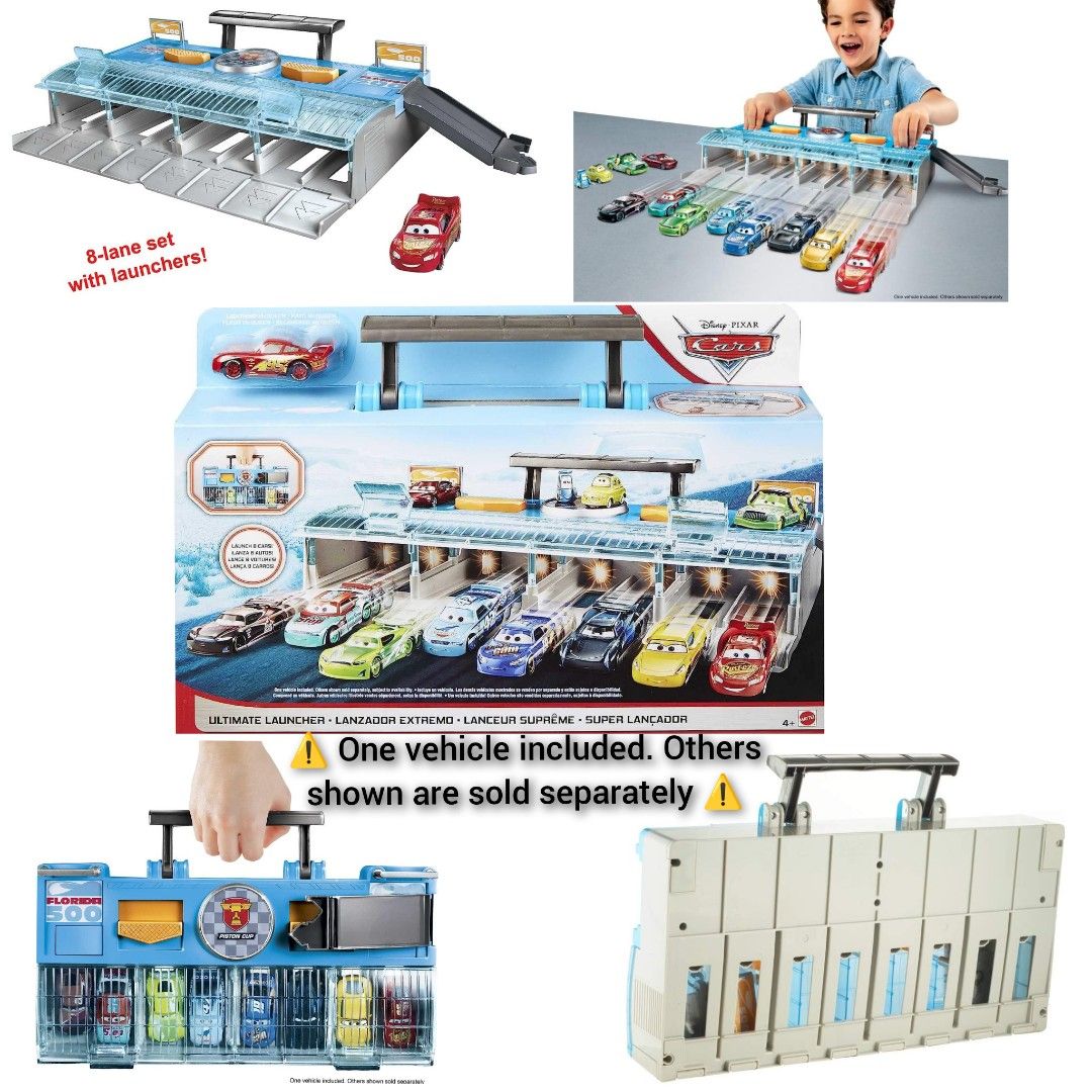 BNIB Mattel Disney FLK12 Pixar Cars Ultimate 8 Lane Launcher Blue