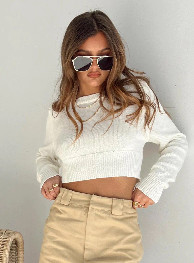 White cropped cheap sweater