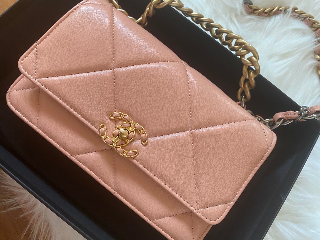 Chanel 19 best sale woc beige