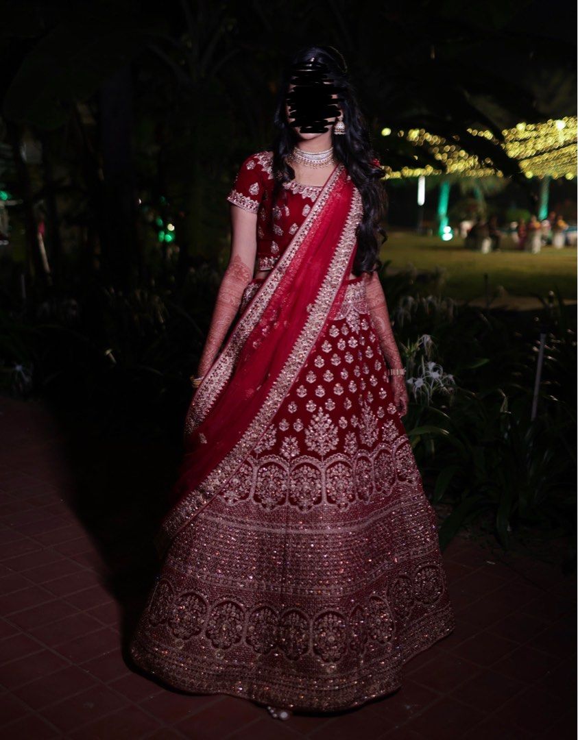Bridal Maroon Lehenga Women s Fashion Dresses Sets