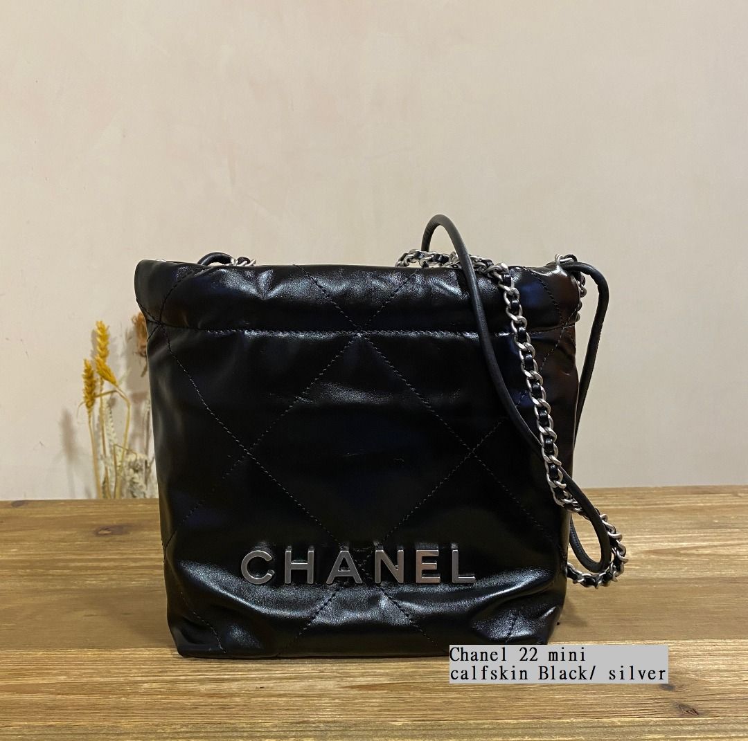 Chanel 22 mini in calfskin leather black and silver hardware, Luxury, Bags  & Wallets on Carousell