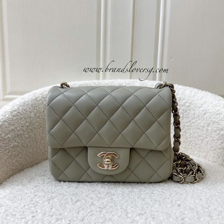 Chanel Classic Square Mini Flap in Grey Lambskin LGHW, Luxury, Bags &  Wallets on Carousell