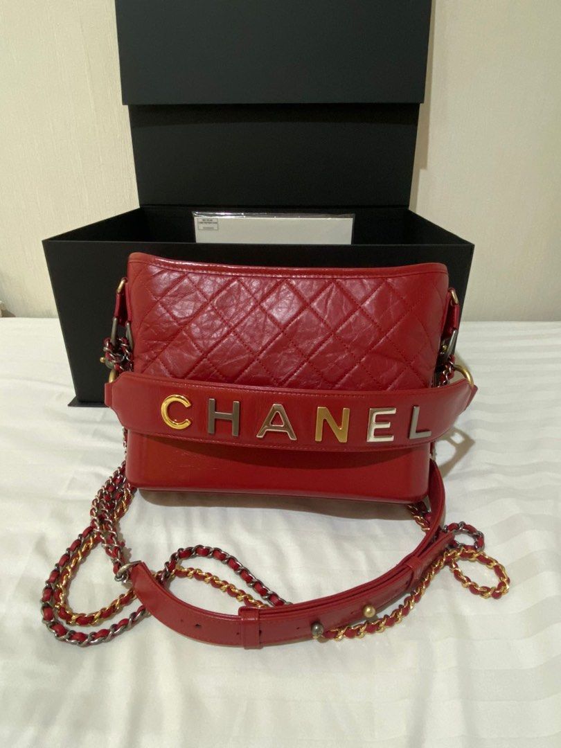 Chanel Red Aged Calfskin Medium Gabrielle Novelty Hobo