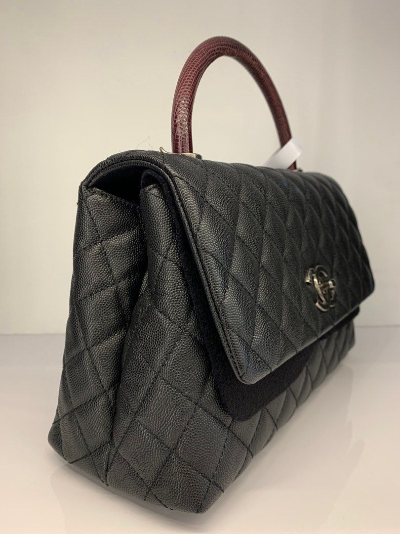 Chanel Medium Coco Lizard Handle Bag in Caviar Leather, Luxury, Bags &  Wallets on Carousell