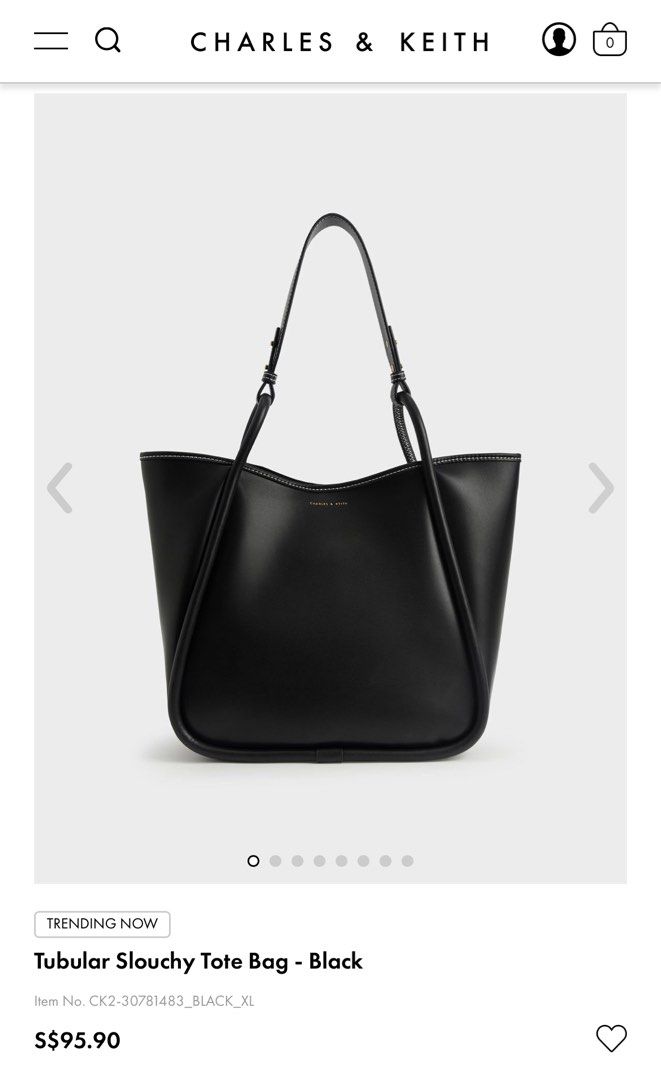 Charles Keith Tubular Slouchy Tote Bag in Black Women s Fashion