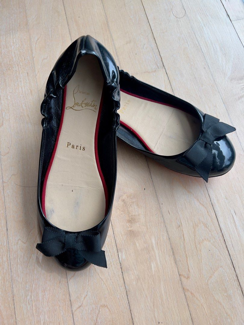 Christian louboutin black patent leather ballet flats 34.5