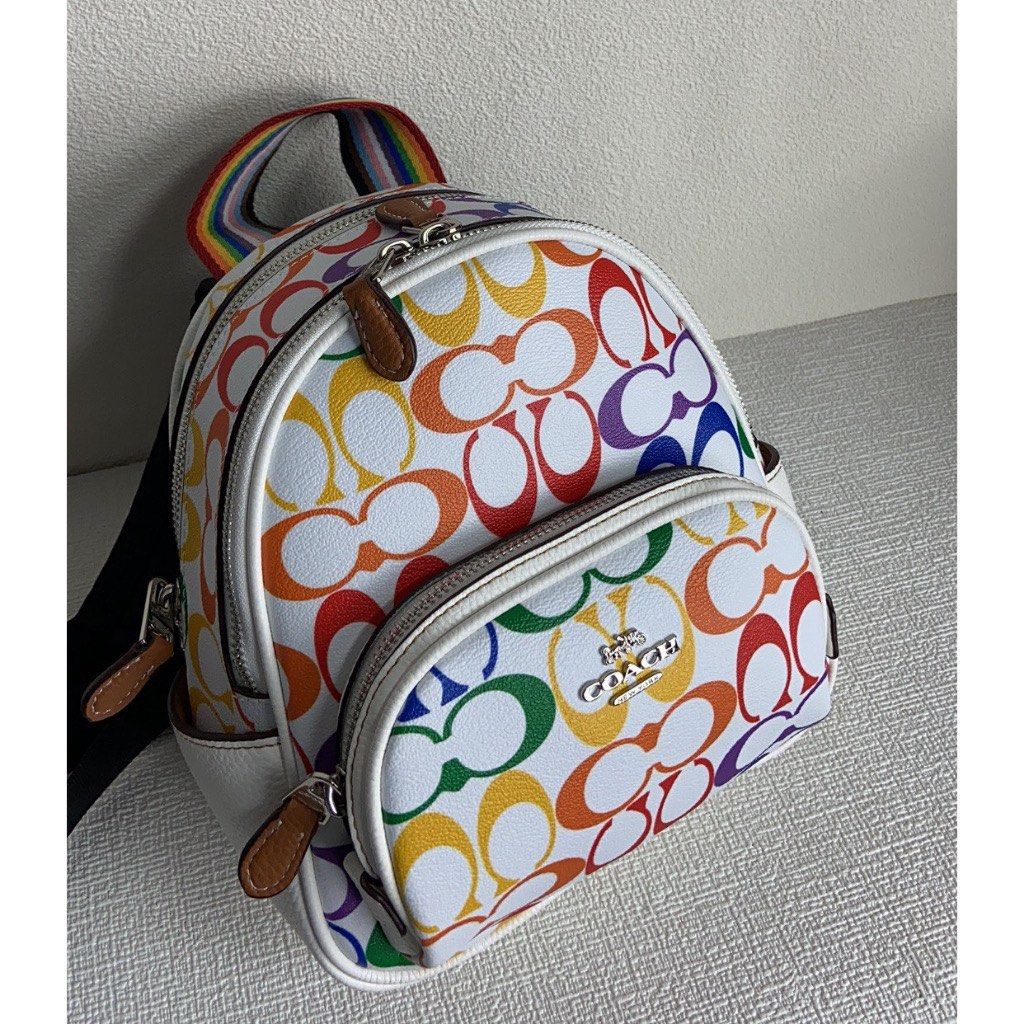 Coach rainbow backpack deals