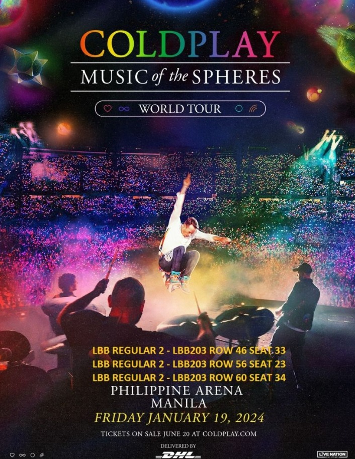 COLDPLAY Ticket Philippine Arena LBB Regular 2, Tickets & Vouchers