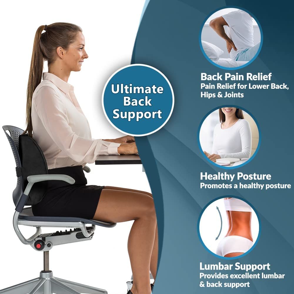 Lumbar Support Pillow for Office Chair Car, Gaming Chair Lower Back Pain  Relief Memory Foam Cushion with 3D Mesh Cover Ergonomic Orthopedic Back Rest