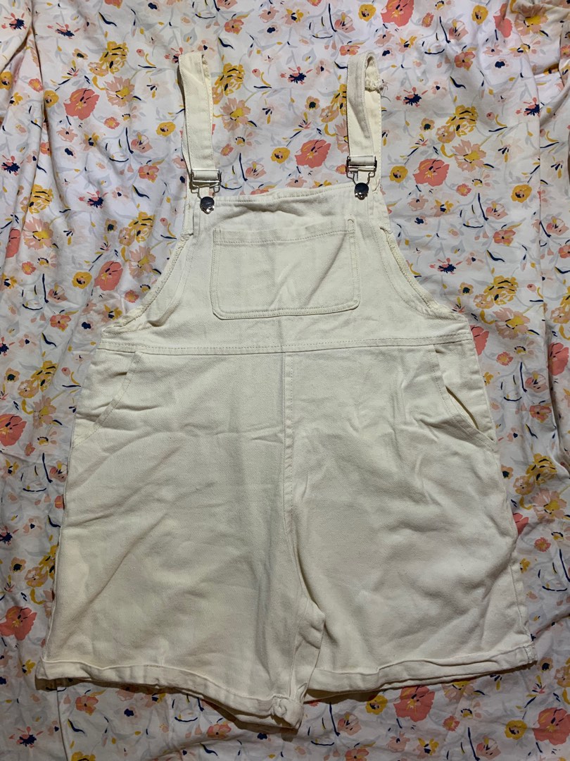 Cream Overalls, Women's Fashion, Bottoms, Other Bottoms on Carousell