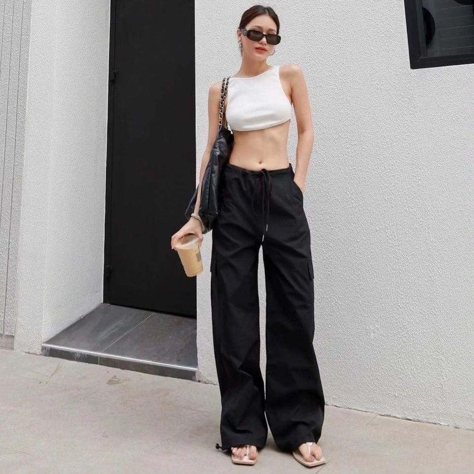 Drawstring Cargo Pants, Women's Fashion, Bottoms, Other Bottoms on Carousell