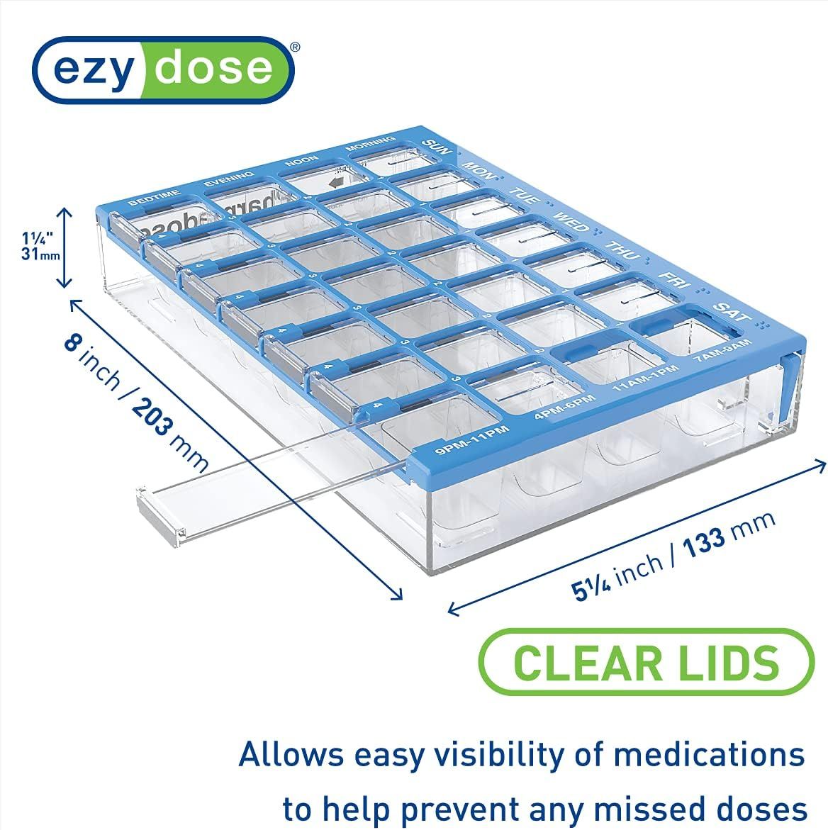 EZY DOSE (7-Day) Pill, Medicine, Vitamin Organizer Box Weekly, 4 Times ...