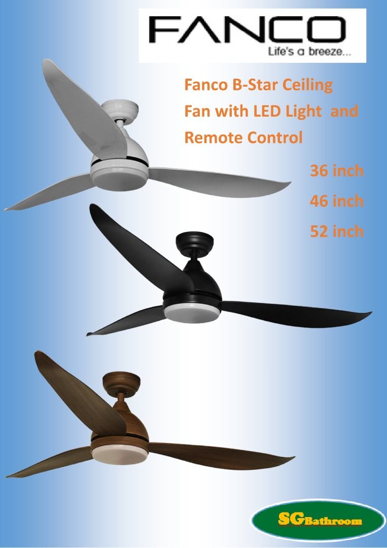 FANCO BSTAR DC Motor Ceiling Fan with 3 Tone LED Light and Remote